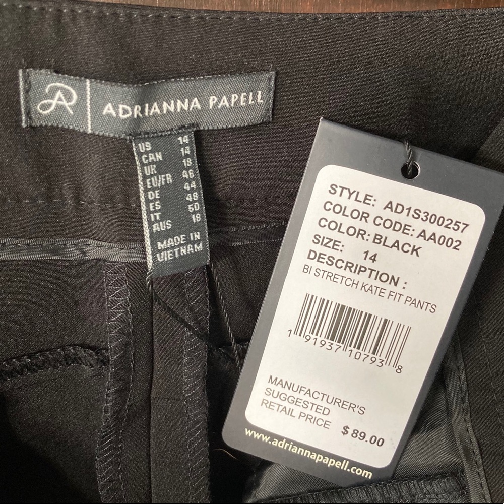 Adrianna Papell Kate pants black 14 NWT